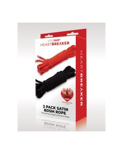 WhipSmart Heartbreaker Satin BDSM Rope - Black/Red Set of 2