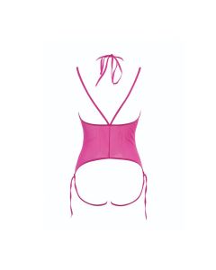 Allure Angelina Sheer Mesh Under Bust Teddy Hot Pink