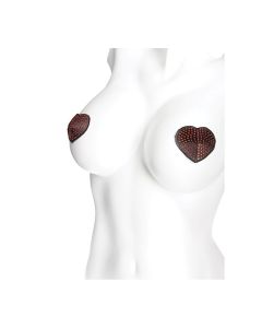 Heart Rhinestone Pasties - Red/Black O/S
