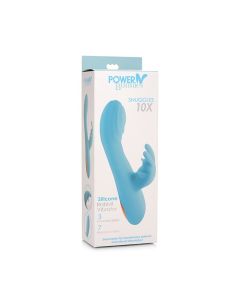 Curve Toys Power Bunnies Snuggles 10x Silicone Rabbit Vibrator - Blue