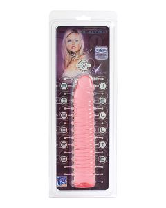Vivid 7" Pink Ribbed Jelly w/Penis Head - Sunrise
