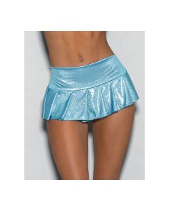 Blue Crystal Black Light Dancewear Wide Band Pleated Skirt Blue O/S