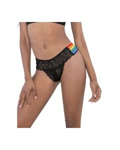 Pride Lace Rainbow Side Straps Panty Black O/S