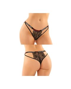 Vibes Buddy Fuck Off Caged Lace Panty & Micro Thong Black