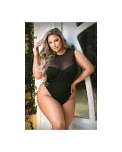 Curve Raven High Neck Bodysuit w/Snap Crotch Black