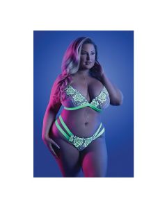 Glow Night Vision Glow In the Dark Bralette & Cage Panty QN