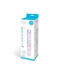 Glas 9" Purple Rose Nubby Glass Dildo - Purple/Pink