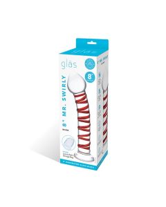Glas 8" Mr. Swirly Glass Dildo - Red