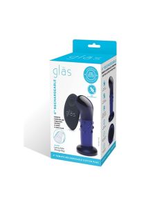 Glas 4" Rechargeable Vibrating Dotted G Spot/P Spot Plug - Blue