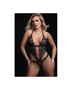 Open Halter Teddy w/Heart Clasp