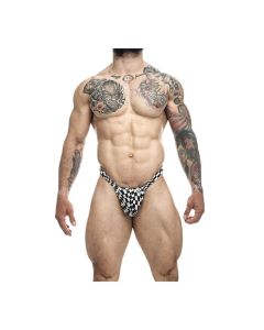 Male Basics Y Buns Thong Checkers