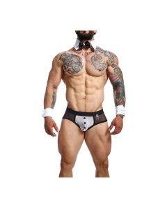 Male Basics MOB Maitre D Brief, Bow & French Cuffs Black/White