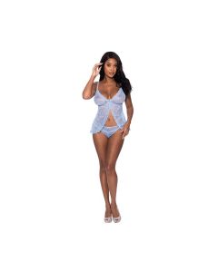 Ooh La Lace Babydoll & Split Crotch Panty Periwinkle