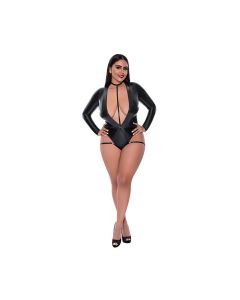 Liquid Onyx Long Sleeve Teddy w/Harness Caging Black QN