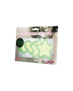 Peekaboos Glow in the Dark Hearts & Stars - Green 2 Pairs