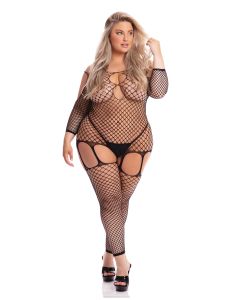 Pink Lipstick In My Head Net Bodystocking QN