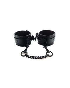Rouge Leather Ankle Cuffs - Black with Black