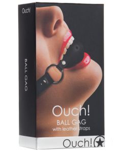 Shots Ouch Ball Gag w/Leather Straps