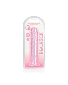 Shots RealRock Clear Straight Dildo w/Suction Cup - Pink