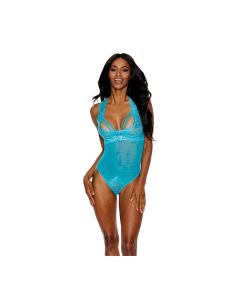 Lace & Mesh Underwire Teddy Turquoise