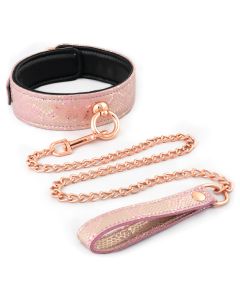 Spartacus Micro Fiber Collar & Leash w/Leather Lining - Pink