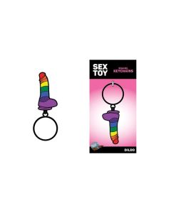 Wood Rocket Sex Toy Pride Dildo Keychain - Rainbow