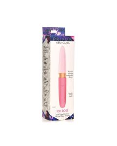 Prisms Vibra-Glass 10x Dual Ended Smooth Silicone/Glass Vibrator - Rose