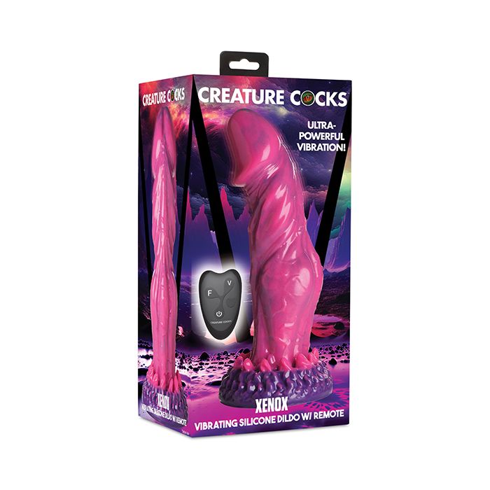 Creature Cocks Xenox Vibrating Silicone Dildo w/Remote - Pink/Purple