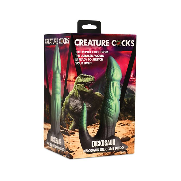 Creature Cocks Dickosaur Dinosaur Silicone Dildo - Black/Teal
