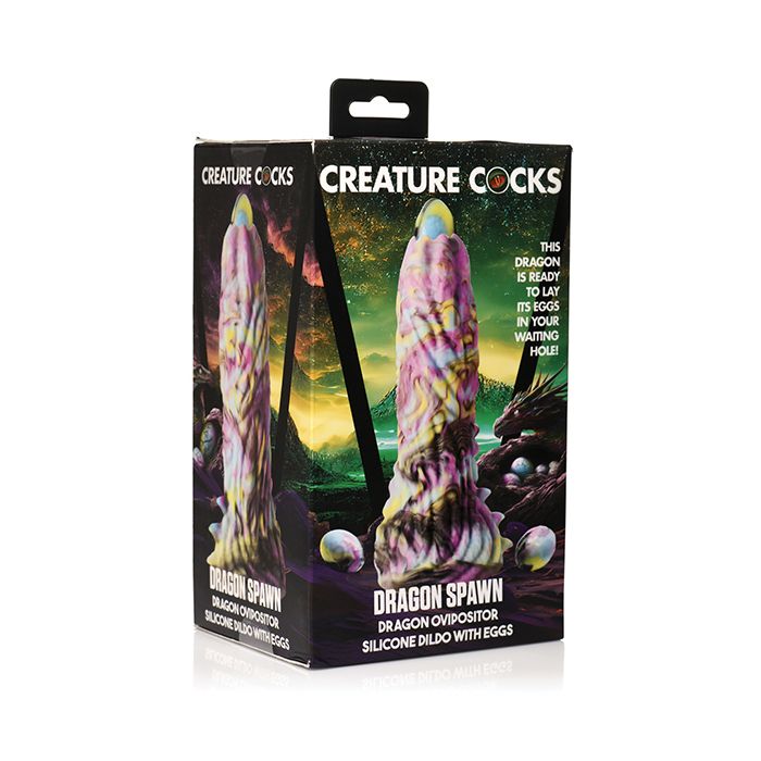 Creature Cocks Dragon Spawn Dragon Ovipositor Silicone Dildo w/Eggs - Multi Color